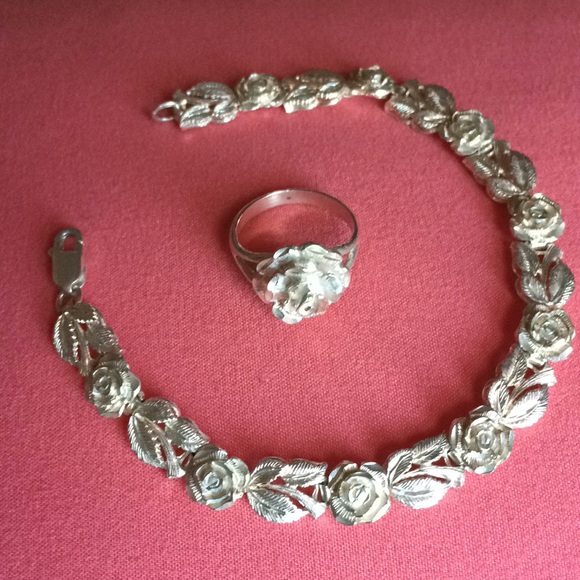 Jewelry - Sterling Flower Bracelet and Ring Set